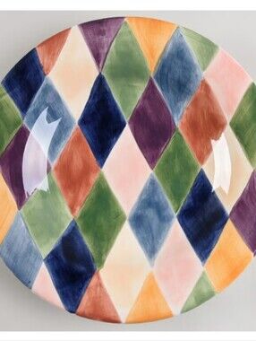 4 Carnival Multicolor Harlequin Handpainted Salad Plate by TableTops Unlimited